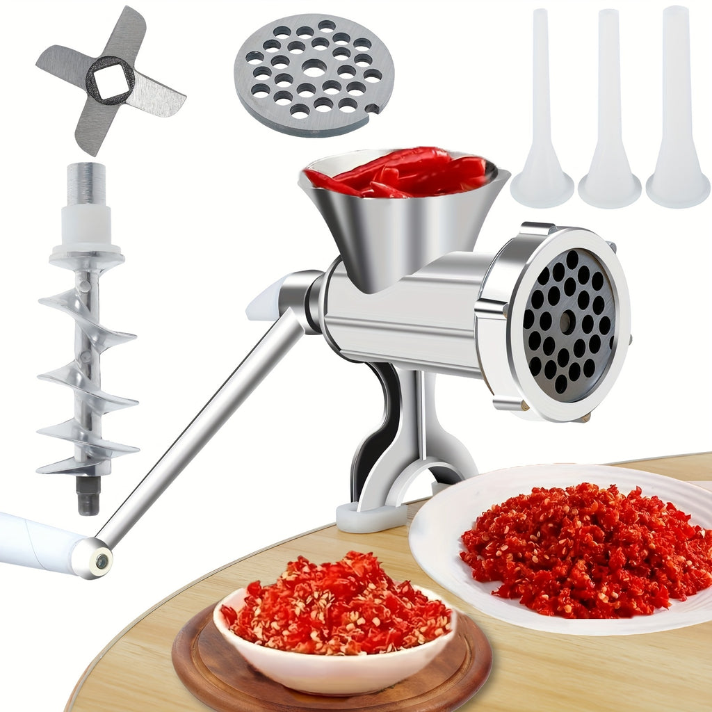 Manual Meat Grinder with Sausage Maker - Stainless Steel Crank Table Clamp Grinder, 3 Sausage Tubes, for Beef Pork Chicken Vegetables, Kitchen Chopping & Grinding Tool | Nuvia Haven