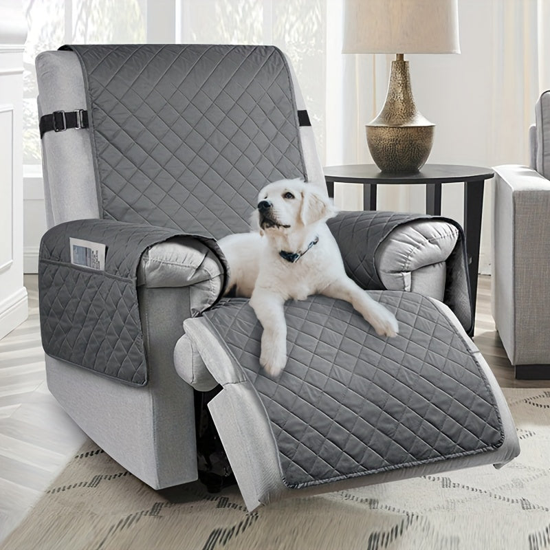 Recliner Sofa Cover Non-Slip Quilted Armchair Slipcover 100% Polyester Machine Washable Single-Seat Sofa Protector for Bedroom Office Living Room – Modern Mixed Color Furniture Protection Cover