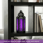 Moroccan Candle Lantern Holder Medium 10.5 Inch – Handcrafted Glass Iron Metal Lantern with Embossed Floral Panels, 17 Colors, Indoor Outdoor Use for Ramadan, Wedding, Patio, Diwali & Home Decor