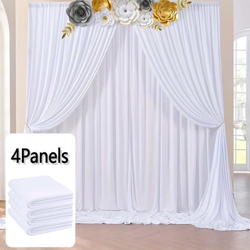 Wrinkle-Free White Backdrop Curtains Polyester, Wedding Party Photo Backdrop Drapes Rod Pocket, Single Panel or Sets of 6 8 12 Pieces