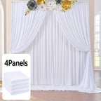 Wrinkle-Free White Backdrop Curtains Polyester, Wedding Party Photo Backdrop Drapes Rod Pocket, Single Panel or Sets of 6 8 12 Pieces