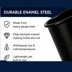 Enamel Steel Coffee Mug 25oz – Dark Blue Speckle Tall Mug, Dishwasher & Microwave Safe, Hot & Cold Beverages for Office & Home