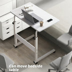 Rolling Laptop Desk Movable Adjustable Height 360 Degree Rotating Wheels Bedside Computer Desk for Bedroom Living Room Dormitory Multifunctional Student Writing Desk Multiple Colors