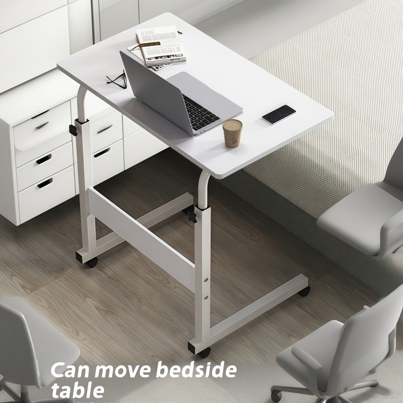 Rolling Laptop Desk Movable Adjustable Height 360 Degree Rotating Wheels Bedside Computer Desk for Bedroom Living Room Dormitory Multifunctional Student Writing Desk Multiple Colors