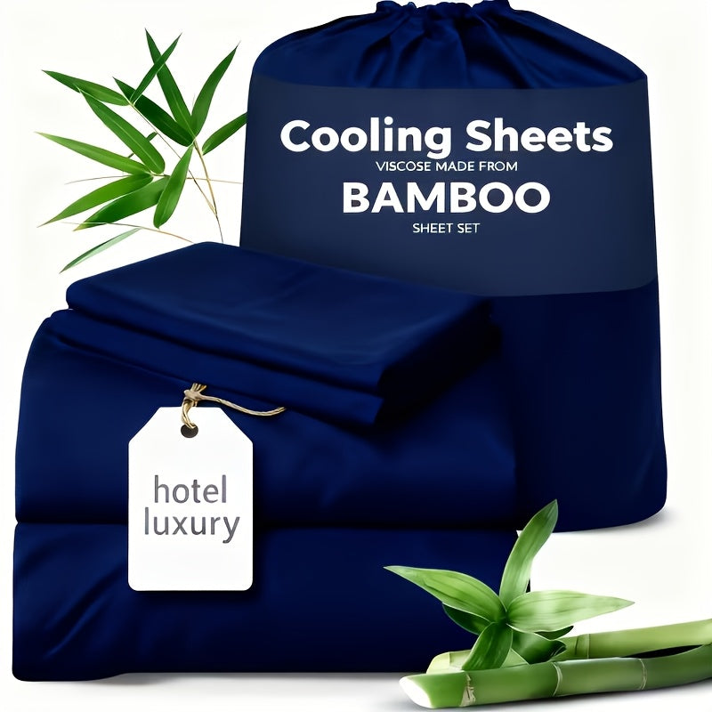 Bamboo Bed Sheets Set 1660TC Ultra Soft Deep Pocket Cooling 3/4pcs – Luxury Fitted Sheet & Pillowcase Set for Twin Full Queen King, 14 Colors