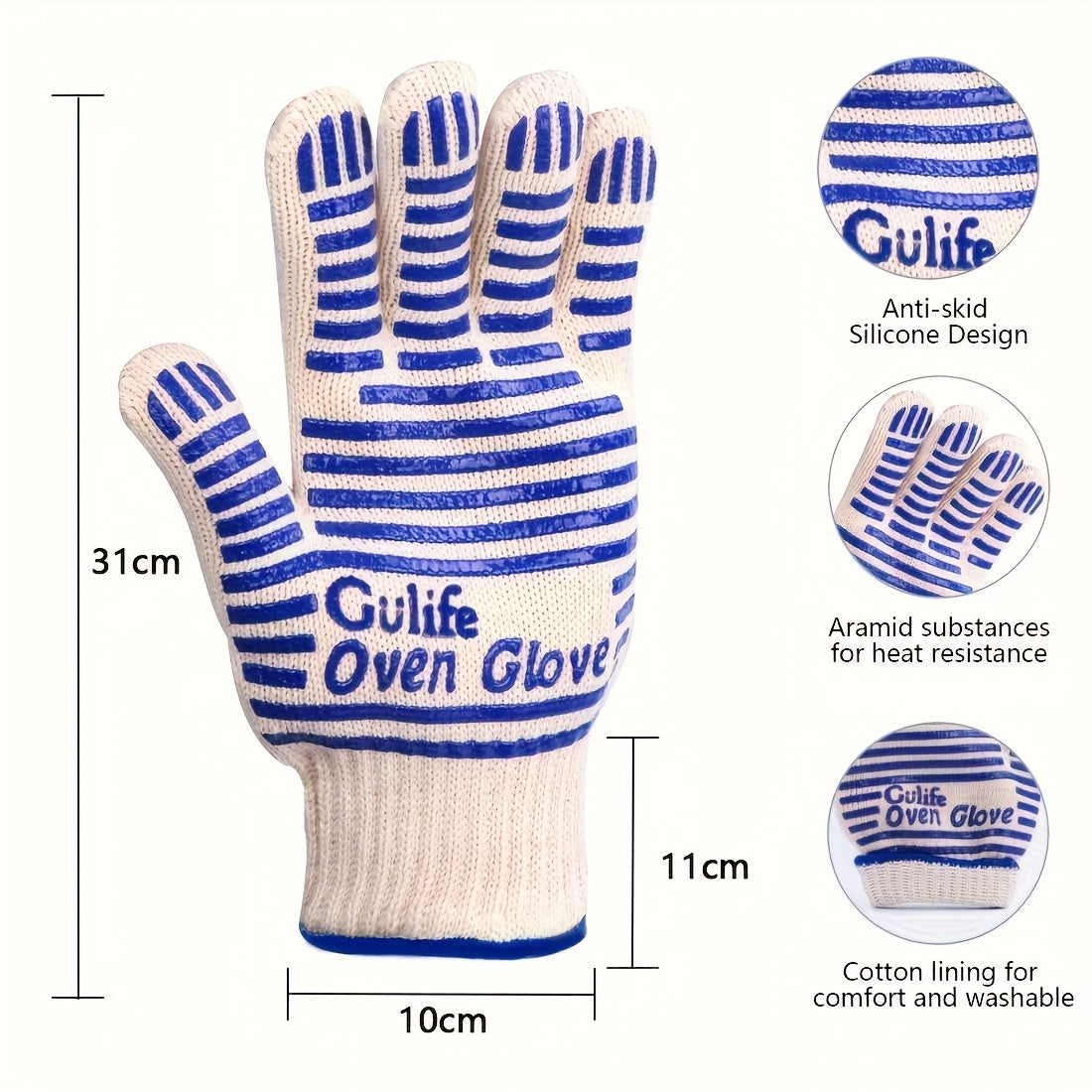 Silicone Oven Mitts with Fingers Non-Slip Heat Resistant Cooking Gloves for Kitchen Baking & Grilling – Knit Polyester Blend BBQ Mitt Set (2-Pack & 4-Pack)