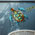 Colorful Metal Turtle Wall Art – Intricate Swirling Pattern Metal Wall Hanging Decor | 14.37 x 15.75 Inch Boho Wall Sculpture for Living Room, Entryway & Door | Unique Housewarming Gift