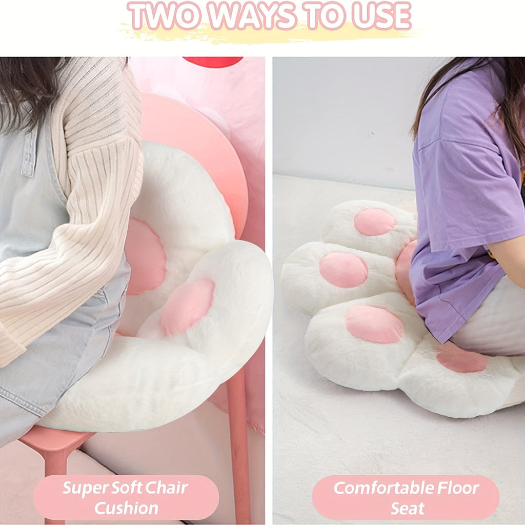Cat Paw Cushion Jumbo Plush 23.6"x27.6", Oversized Cute Cat Paw Print Pillow with Quilted Cover & Filling for Office Chair, Gaming Chair, Bed & Floor Decor