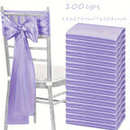 Satin Chair Bow Ribbons 100-Pack – 7×108 Inch Universal Streamer for Wedding Reception Banquet Party Hotel Christmas Decor, 15 Colors