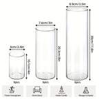 Clear Glass Cylinder Vases 24-Pack 3 Sizes 4/8/12 Inch - Tall Flower Vases, Hurricane Floating Candle Holders for DIY Candle Making, Wedding Table Centerpieces & Home Decor