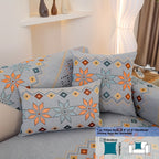 Embroidered Chenille Sofa Slipcover Bohemian Geometric Floral Pattern | Non-Slip Machine Washable Couch Cover for 1-2-3-4 Seater with Armrest & Pillow Cover Options, 6 Colors