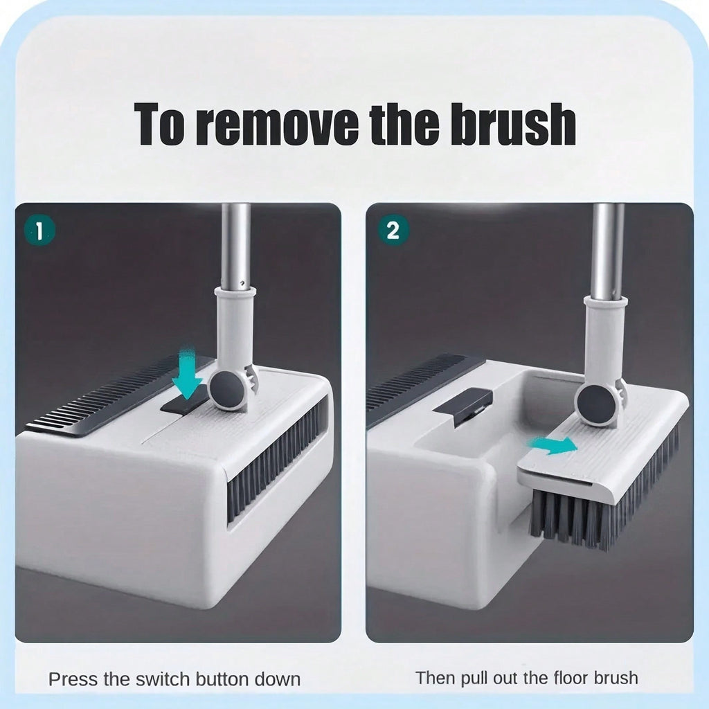 3-in-1 Broom, Dustpan & Floor Brush Combo Set with Trash Bag Roll – Compact Household Cleaning Kit for Kitchen, Bathroom, Living Room, Patio & Outdoor Use, White