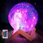 Moon Lamp 3D Galaxy Night Light 16 Colors 5.9 Inch with Wooden Stand & Remote Control USB - Color Changing LED Moon Globe Lamp, Perfect Birthday Gift for Women Men Couples Kids Room Home Decor