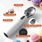 Electric Heated Ice Cream Scoop USB-C Rechargeable with 3 Temperature Settings - Self-Heating Ice Cream Scoop for Hard Ice Cream, IPX7 Waterproof, Ergonomic Zinc Alloy & Silicone, Ice Cream Lover Gift