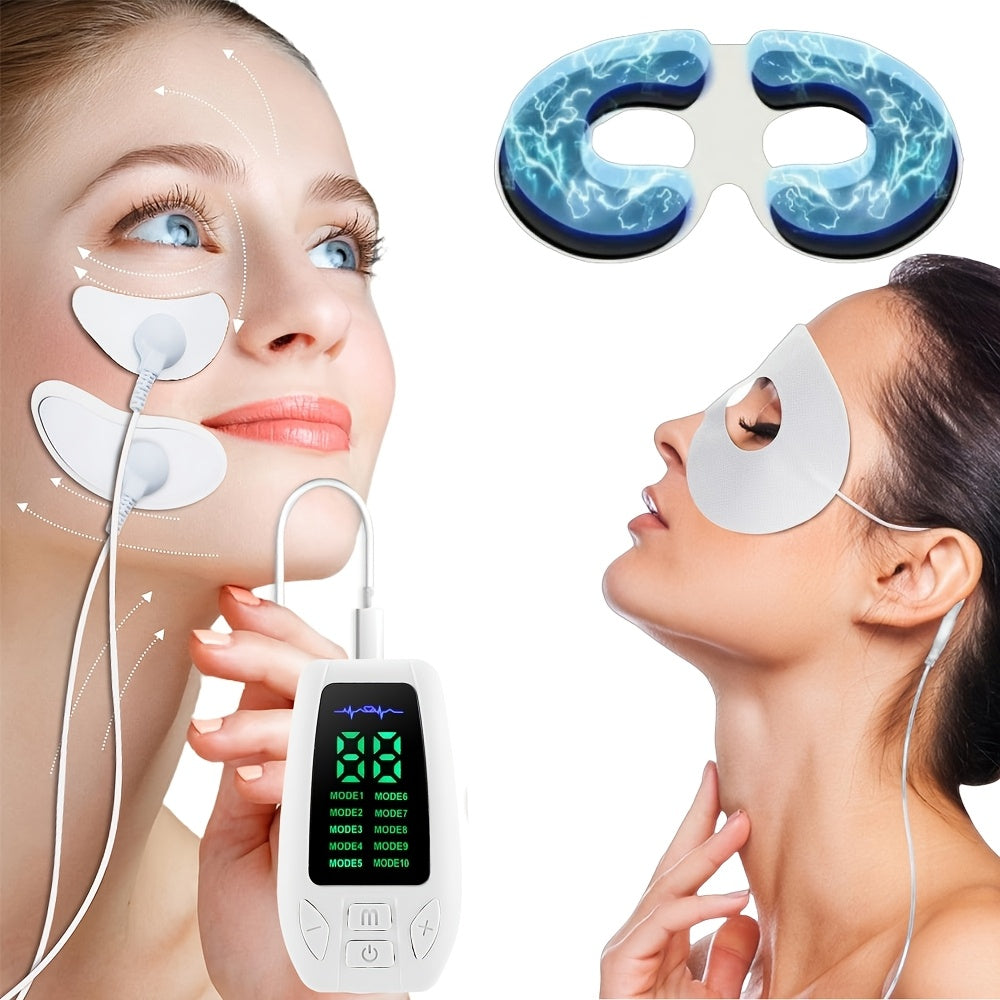 EMS Microcurrent Eye Massager Facial Lifting Device, Low-Frequency Tightening Tool for Eye Corners, Masseter Muscle Relaxation & Facial Slimming