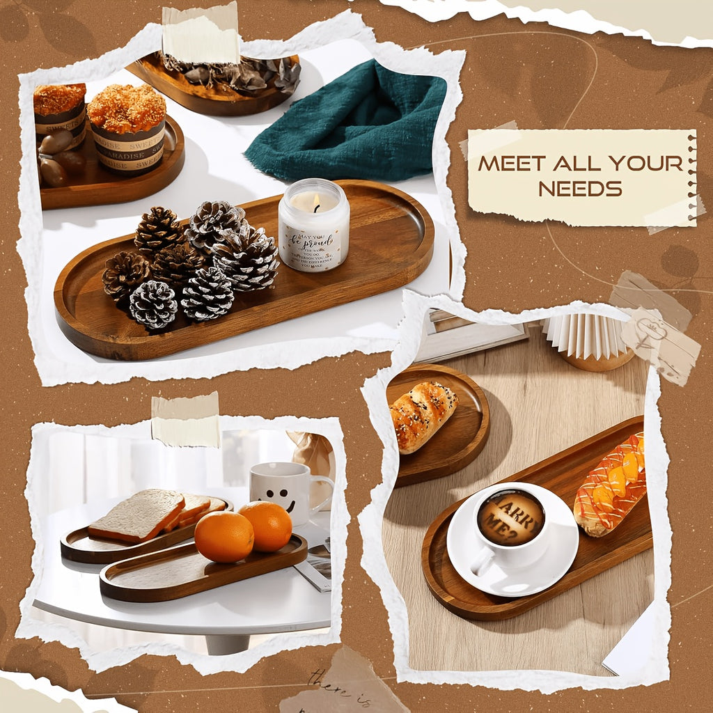 Wood Serving Trays Charcuterie Board Set 4pc 8pc Rectangular Wooden Plates Serving Platter for Cheese Bread Fruit Appetizer Party Buffet