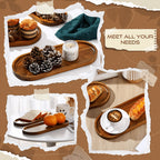 Wood Serving Trays Charcuterie Board Set 4pc 8pc Rectangular Wooden Plates Serving Platter for Cheese Bread Fruit Appetizer Party Buffet