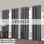 Room Darkening Blackout Curtains 4-Pack – Grommet Top Plain Weave Sun Blocking Drapes for Living Room & Bedroom, 9 Colors, 7 Size Options, Woven Polyester