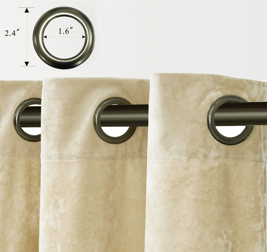 Luxury Distressed Crushed Velvet Curtains - 4-Piece Set (2 Panels + 2 Tiebacks), Grommet Top, Room Darkening | 10 Colors, 3 Sizes