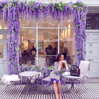 Artificial Wisteria Vine Garland 24 Pack 90 Feet Fake Hanging Flower String Purple Silk Floral Decor for Wedding Backdrop Party Ceiling Home Living Room Bedroom Outdoor Garden Boho Decor Bulk