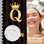 King Queen Shower Curtain Set 4pcs – Bathroom Curtain with 12 Hooks, Non-Slip Rug, Toilet U-Shape Mat & Lid Cover, Modern Bathroom Accessories