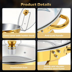 Stainless Steel Chafing Dish Buffet Set 5QT Round - Premium Food Warmer Server with Dome Lid for Parties, Banquets, Weddings & Catering, Available in 1, 2 & 4 Pack Golden Finish