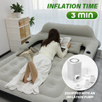 Inflatable Air Mattress Double Bed with Backrest Pillow & Built-In Pump – Portable Camping & Home Guest Bed, 39in Wide Self-Inflating Sleep Mat