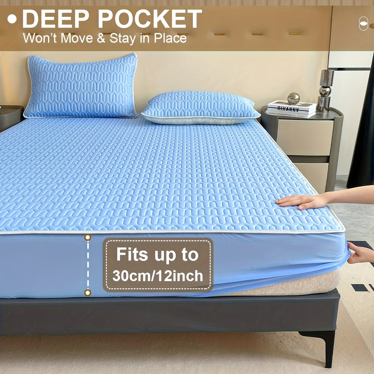 Cooling Stretch Fitted Bed Sheet Soft Breathable Moisture-Wicking Non-Slip Polyester Machine Washable Twin Full Queen King Pink Grey Blue Beige Bedroom Bedding