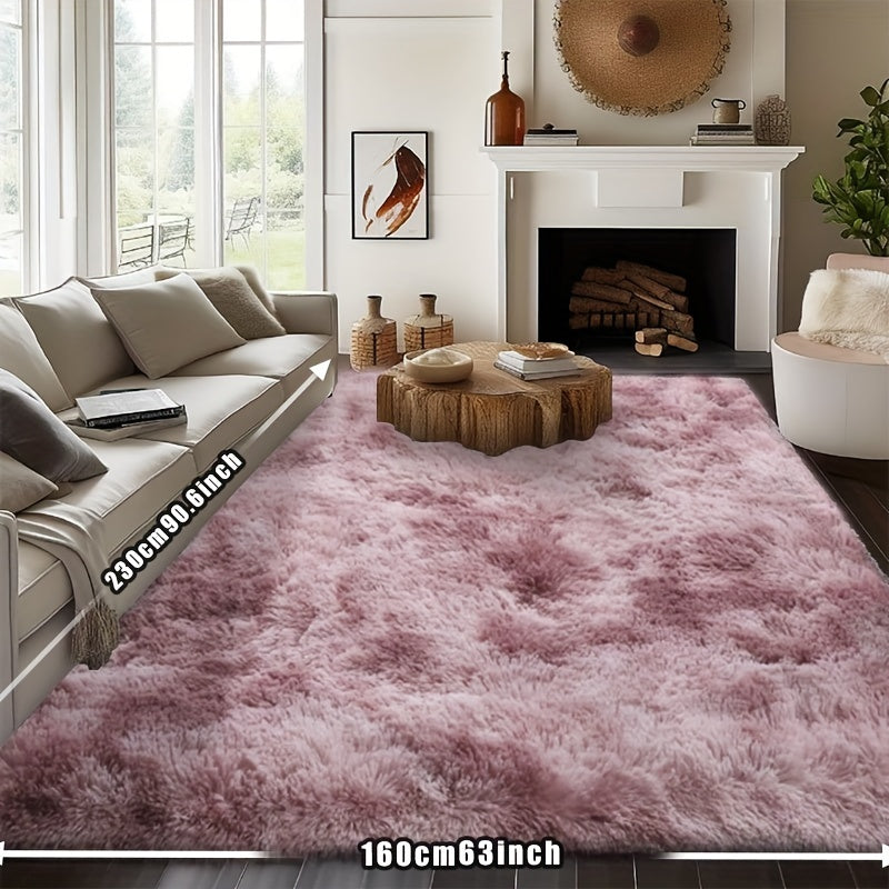 Plush Fluffy Area Rug Tie Dye Soft Indoor Carpet Non-Slip for Living Room Bedroom – Modern Home Decor Floor Mat | Multiple Sizes | Light Gray, Dark Gray, Black, Pink