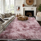 Plush Fluffy Area Rug Tie Dye Soft Indoor Carpet Non-Slip for Living Room Bedroom – Modern Home Decor Floor Mat | Multiple Sizes | Light Gray, Dark Gray, Black, Pink