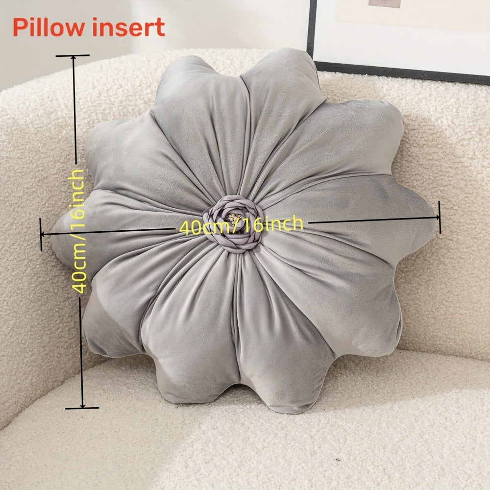 Velvet Flower-Shaped Throw Pillow with Pillow Core - Elegant Round Cushion for Sofa Bed and Living Room Decor Christmas Home Decoration Gift