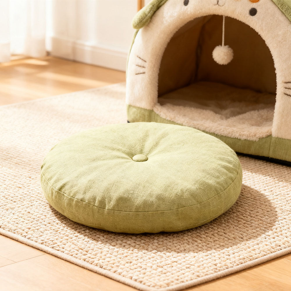 Round Seat Cushion 40x40cm 15cm Thick Firm Futon Meditation Mat Removable Linen Cover Chair Pad for Office Dining Chair Home Decor All Seasons Christmas