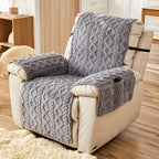Thickened Shu Velvet Fleece Non-Slip Recliner Cover Plush Sofa Chair Cover – Warm Cozy Furniture Protector for Living Room Office Home, All-Season Recliner Slipcover