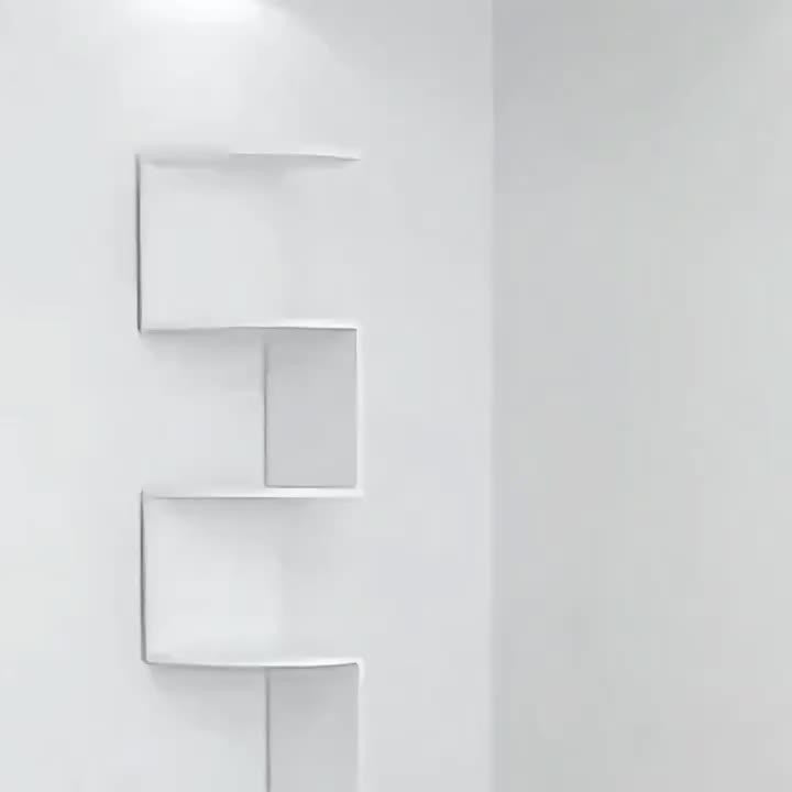 Floating Corner Wall Shelf 3 or 5-Tier, Wall Mounted Storage Rack for Living Room, Bedroom, Kitchen, Bathroom & Office, Easy Install Decorative Corner Shelves, White or Black, 1 or 2 Pieces