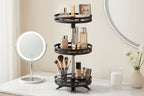 3-Tier Rotating Spice Rack – Metal Turntable Countertop Spice Jar Organizer for Kitchen, Seasoning Storage Rack, Sleek Black Finish