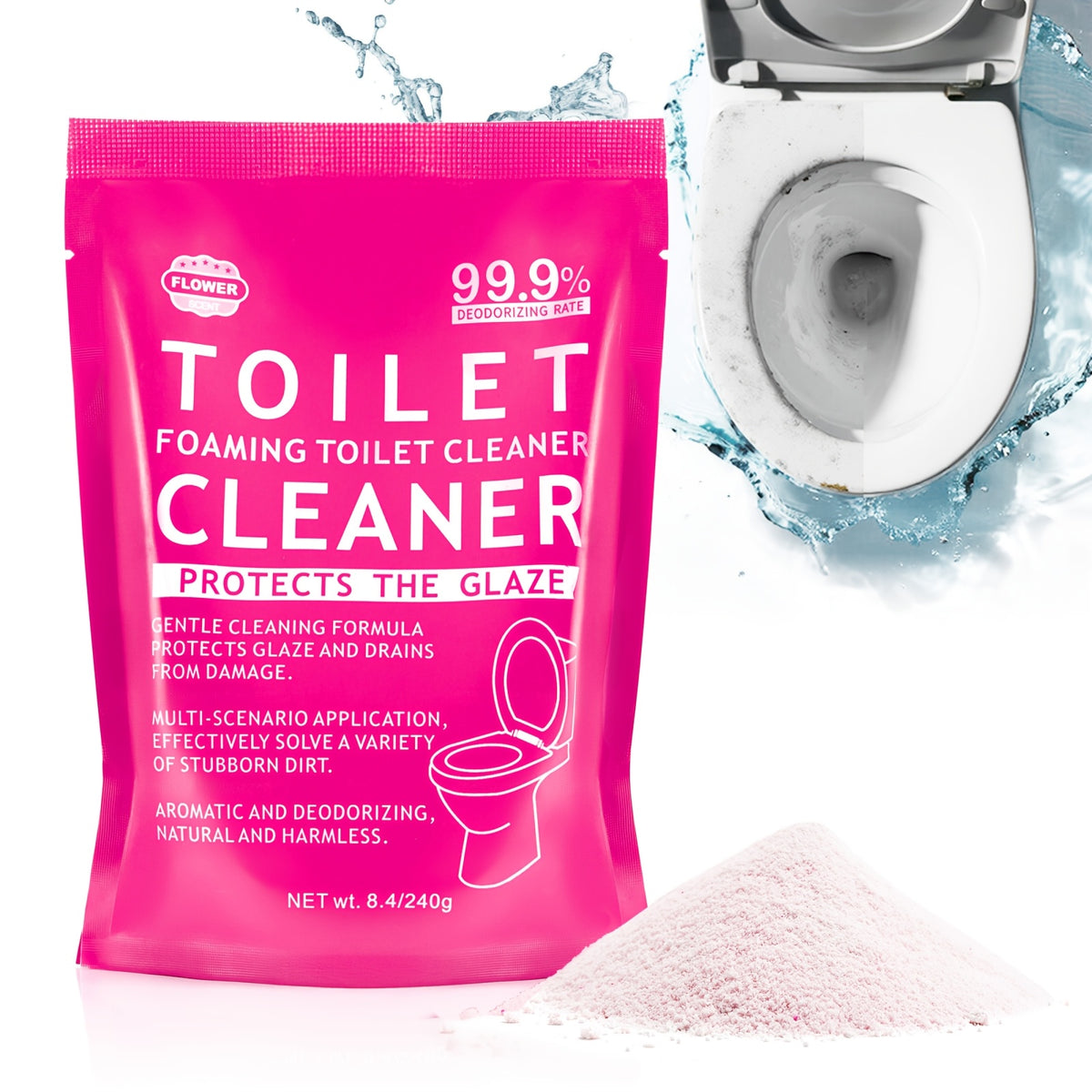 Foam Toilet Powder Cleaner 5 Pack – Fast-Acting Stain Remover, Drain Unclogger & Deodorizer for Toilets, Ocean & Floral Scent, No Harsh Chemicals, Travel & Home Use