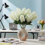 White Hyacinth Artificial Flower Bouquet 35pcs – Realistic Fade-Resistant Faux Flowers for Indoor & Outdoor Weddings, Gardens, Offices & Home Decor, Maintenance-Free Plastic Floral Arrangement, No Container