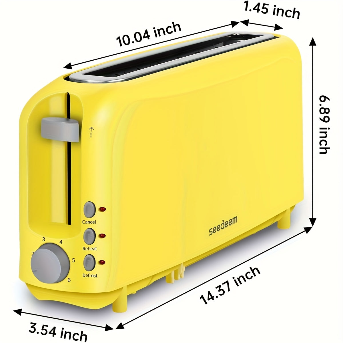 2-Slice Slim Toaster – 6 Shade Settings, Cancel Reheat & Defrost, 10" Long Slot, Auto Shut-Off, Removable Crumb Tray | 5 Colors