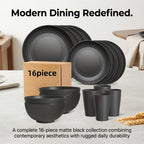 16/32-Piece Wheat Straw Dinnerware Set – Microwave & Dishwasher Safe Plates, Bowls & Cups – Lightweight Unbreakable Tableware for Family Gatherings, Birthday Parties & Camping