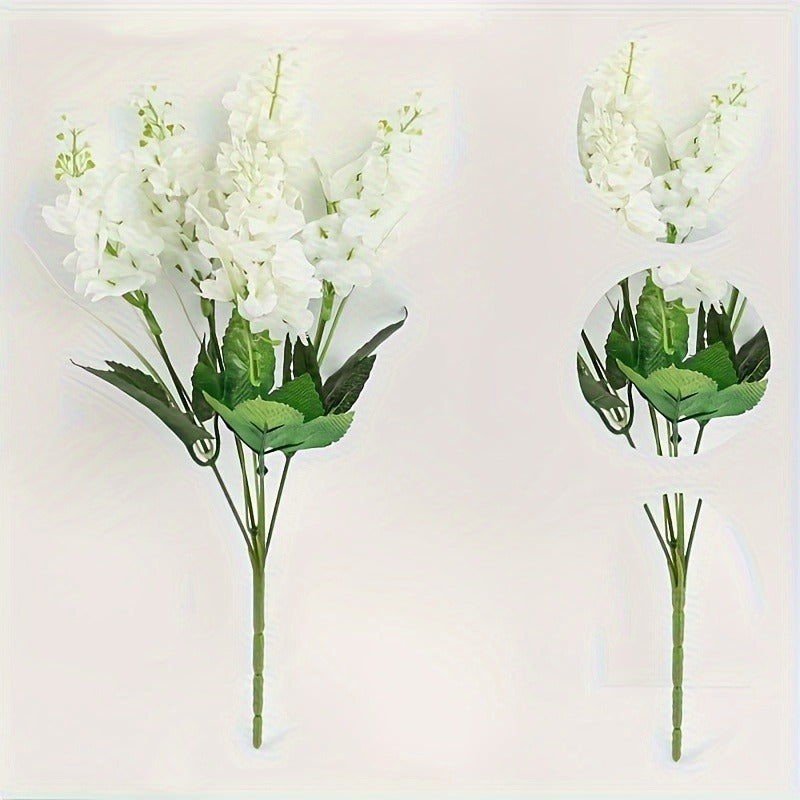 White Hyacinth Artificial Flower Bouquet 35pcs – Realistic Fade-Resistant Faux Flowers for Indoor & Outdoor Weddings, Gardens, Offices & Home Decor, Maintenance-Free Plastic Floral Arrangement, No Container