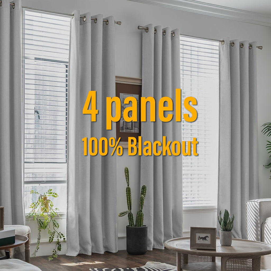 Blackout Curtains 4 Panel Set Grommet Textured for Bedroom & Living Room – 100% Room Darkening Thermal Insulated Luxury Drapes, 11 Colors & 5 Lengths