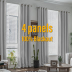 Blackout Curtains 4 Panel Set Grommet Textured for Bedroom & Living Room – 100% Room Darkening Thermal Insulated Luxury Drapes, 11 Colors & 5 Lengths