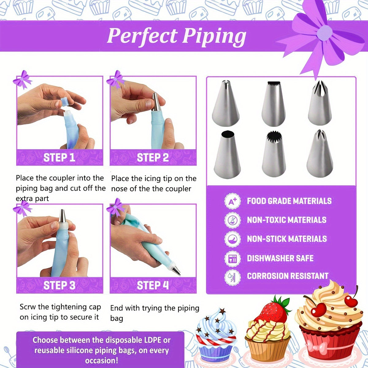 493 Piece Professional Cake Decorating Set with Rotating Cake Wheel & Reusable Piping Bags - Complete Baking Art Kit for Bakers Father's Day Gift