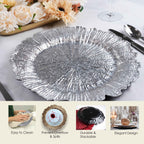 Charger Plates Set of 24 – 13 Inch Floral Reef Decorative Dinnerware for Wedding Party Table Setting Silver Gold Rose Gold Red