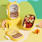 Bee Stainless Steel Bento Box 2 Compartment Lunch Box Microwave Safe Lightweight Portable for Kids Adults Picnic Commute Back to School Gift
