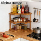 Corner Shelf Countertop Organizer, Triangular Multi-Tier Kitchen Storage Rack for Coffee Accessories, Cups, Spices & Kitchen Essentials, Space-Saving Corner Stand for Counter, Bathroom & Office