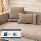 Bohemian Chenille Sofa Cover Non-Slip – Sofa Seat Cushion, Backrest, Armrest & Pillowcase Sold Separately, Dog Friendly Two-Tone for Bedroom Office Living Room, 4 Colors