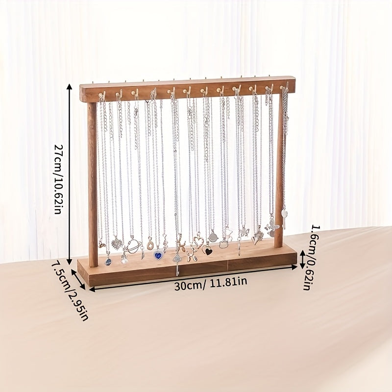 Necklace Display Stand with 24 or 36 Hooks – Rustic Multi-Hook Jewelry Tower Organizer for Home, Boutiques & Retail Stores, Tabletop Jewelry Rack, Tool-Free Assembly