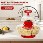Hot Air Popcorn Maker 1200W Oil-Free Electric Popcorn Popper with 4 Serving Bowls, 95% Pop Rate, Ready in 3 Minutes, Overheating Protection – Healthy Snack Machine for Movie Nights & Parties