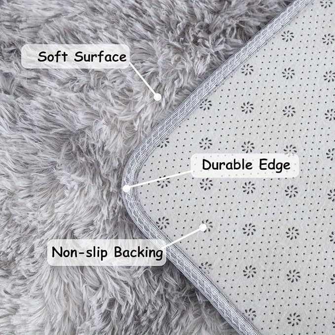 Plush Soft Long-Haired Area Rug – Machine Washable Warm Shaggy Carpet for Bedroom, Living Room, Kitchen & Bathroom, Multiple Colors, 5x8ft or 6x9ft